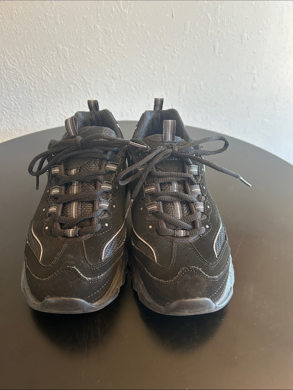 Skechers Black Suede Lace-Up Platform Sneakers - Picture 6 of 7